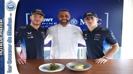 Pierre Gasly y Franco Colapinto, con el chef Pasquale Puziello