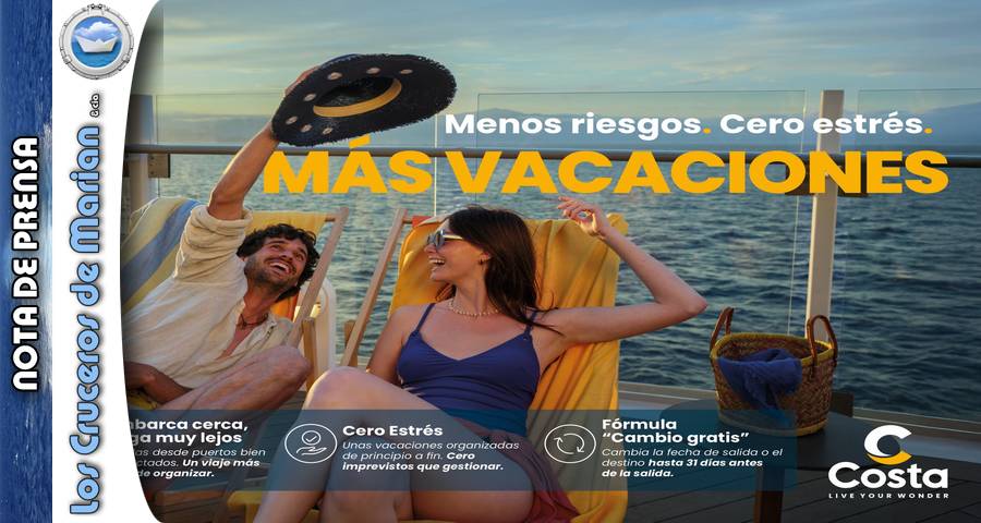 Costa Cruceros lanza la fórmula “Cambio Gratis” para reservar las vacaciones de verano con más tranquilidad