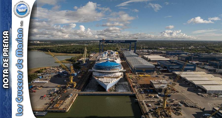 El nuevo Hero of The Seas de Royal Caribbean flota por primera vez en el astillero Meyer Turku
